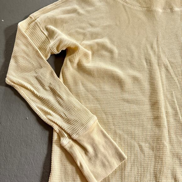 Aritzia Thermal Waffle Knit Cowl Neck Sweater Soft Butter Yellow Medium - Picture 2 of 8